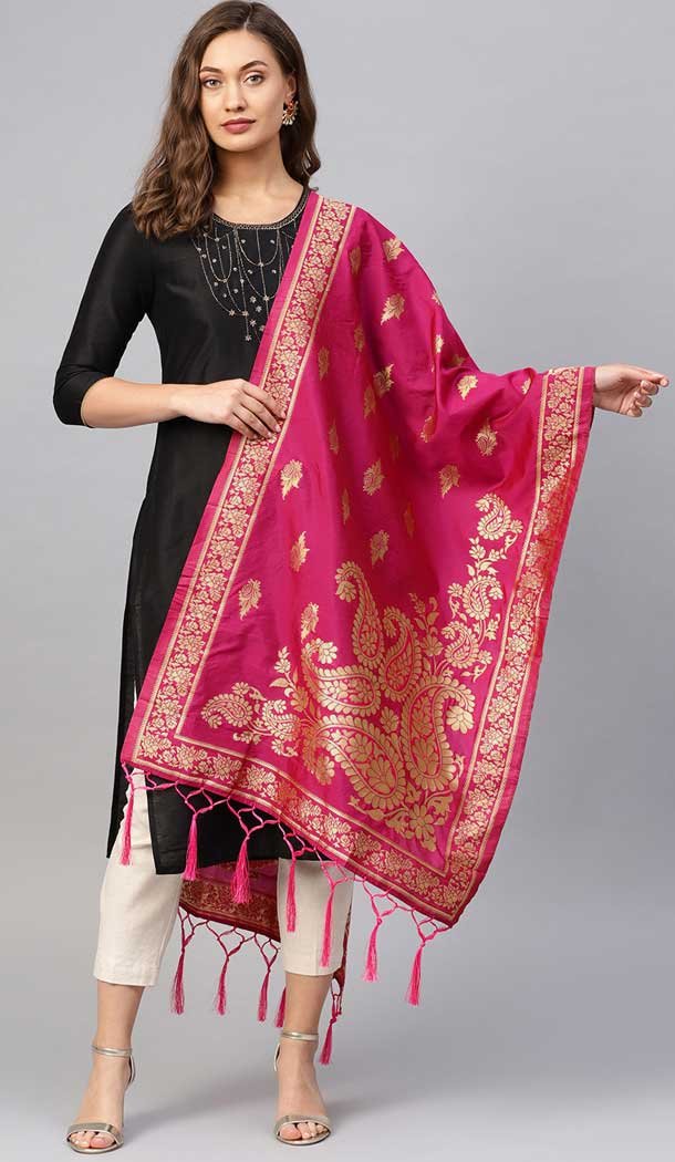 Rani Pink Color Banarasi Silk Designer Dupatta -743591988 Rani Pink Color Banarasi Silk Designer Dupatta -743591988