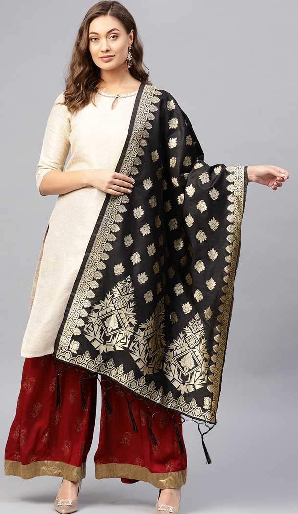 Marvelous Black Color Banarasi Silk Designer Dupatta -743591989 Marvelous Black Color Banarasi Silk Designer Dupatta -743591989