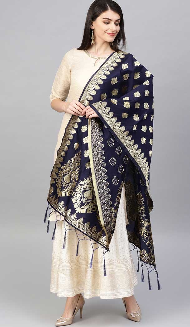 Adorable Navy Blue Color Banarasi Silk Designer Dupatta -743591991 Adorable Navy Blue Color Banarasi Silk Designer Dupatta -743591991