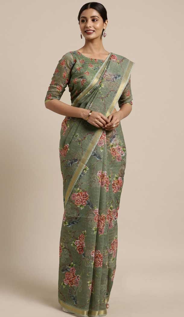 Khakhi Color Chanderi Cotton Casual Wear Style Saree Blouse -773795092