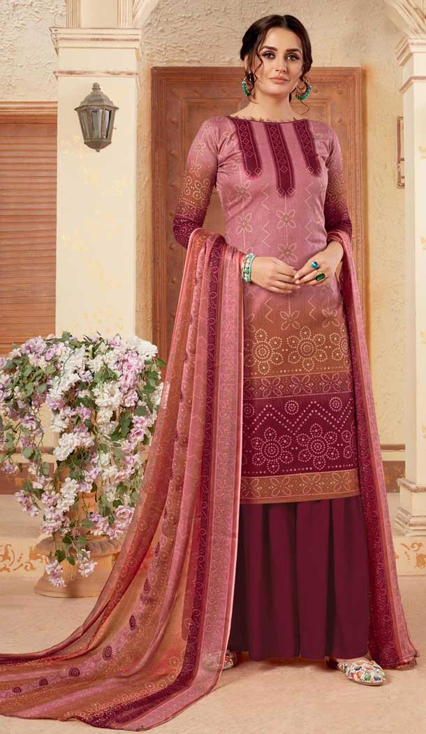 Charming Multi Color Pure Cotton Digital Style Palazzo Suit -780795851