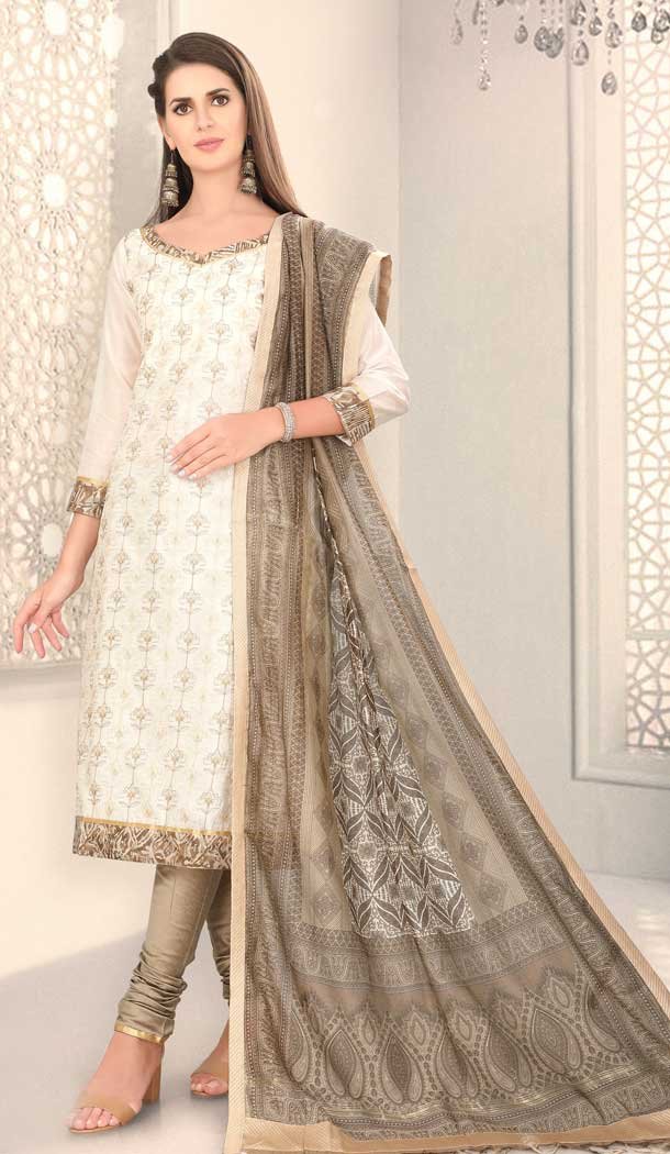 Aesthetic Off White Color Chanderi Silk Designer Party Wear Salwar Suit -780895865