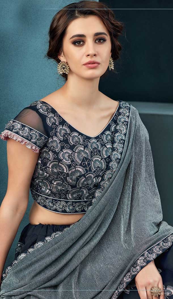Blue Color Taffeta Silk Heavy Designer Party Wear Bridal Lehenga Choli -784396170