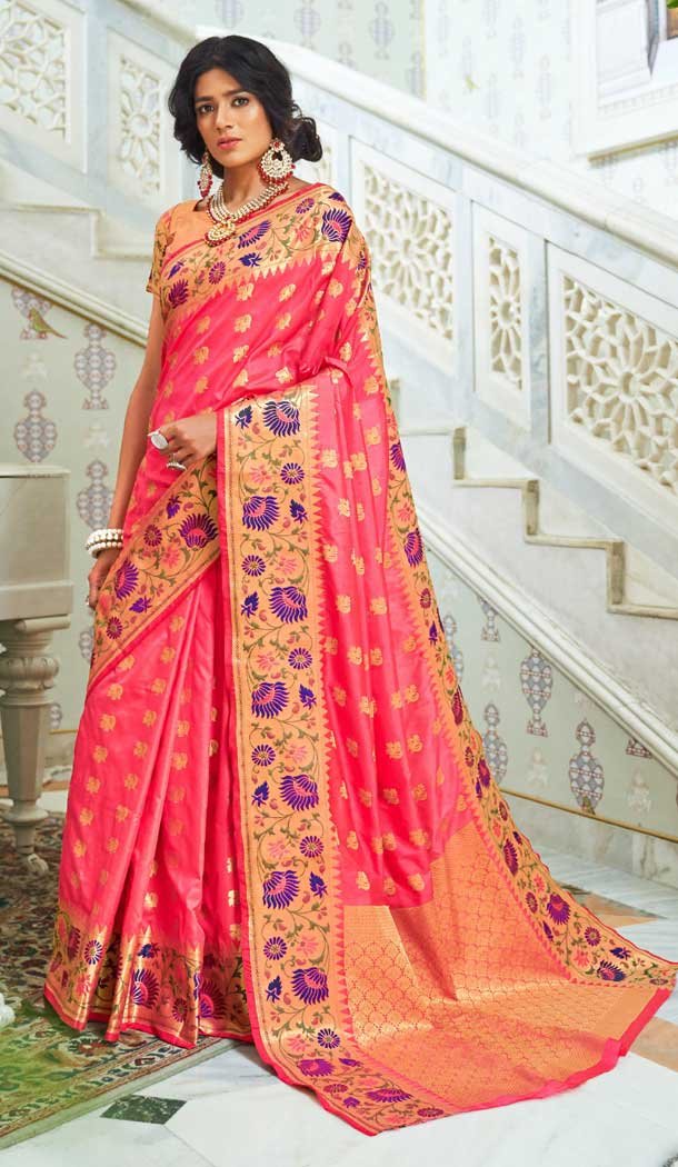 Enigmatic Pink Color Paithani Silk Border Classic Traditional Wear Silk Saree -785896287