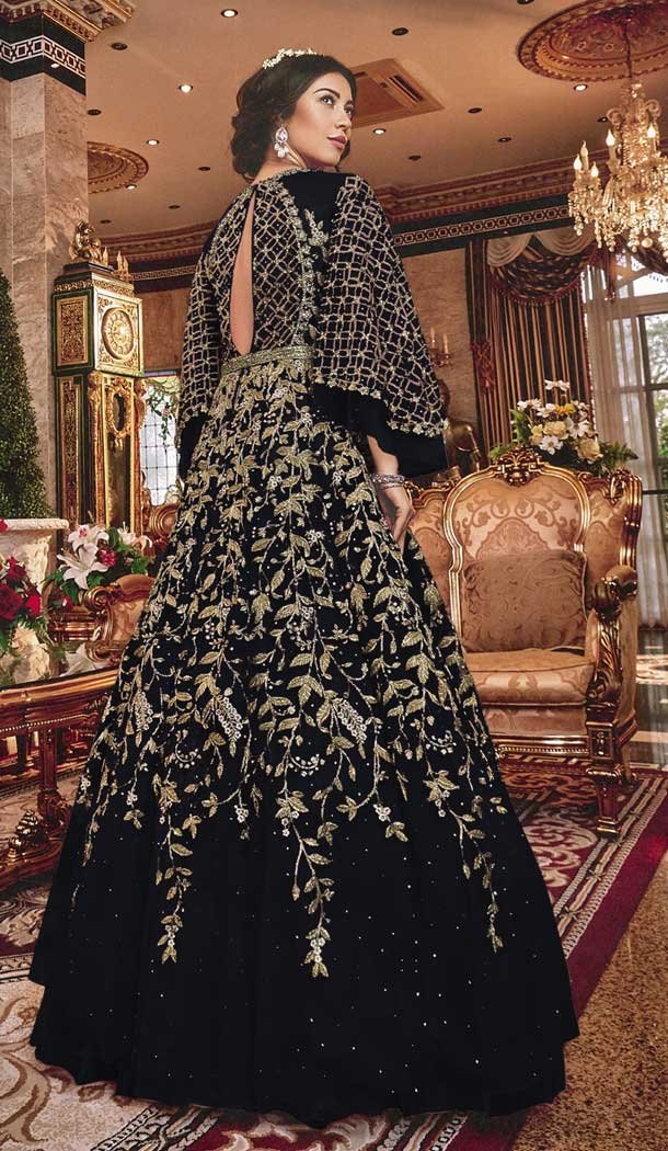 Marvelous Black Color Soft Net Designer Pakistani Wedding Salwar Kameez -fz6765450