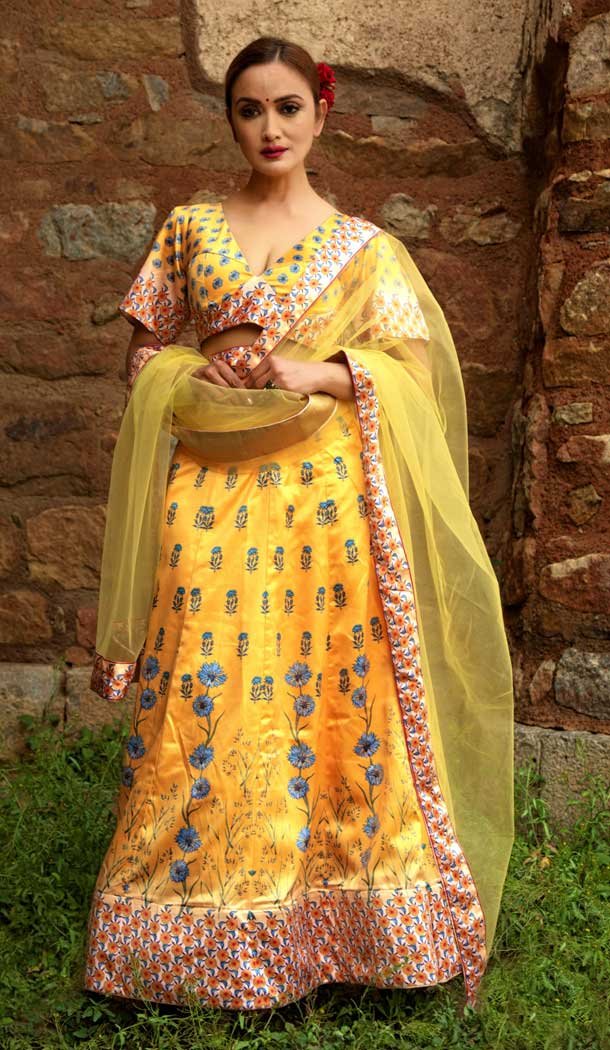 Elegant Yellow Color Satin Digital Printed Party Wear Lehenga Choli -77647147