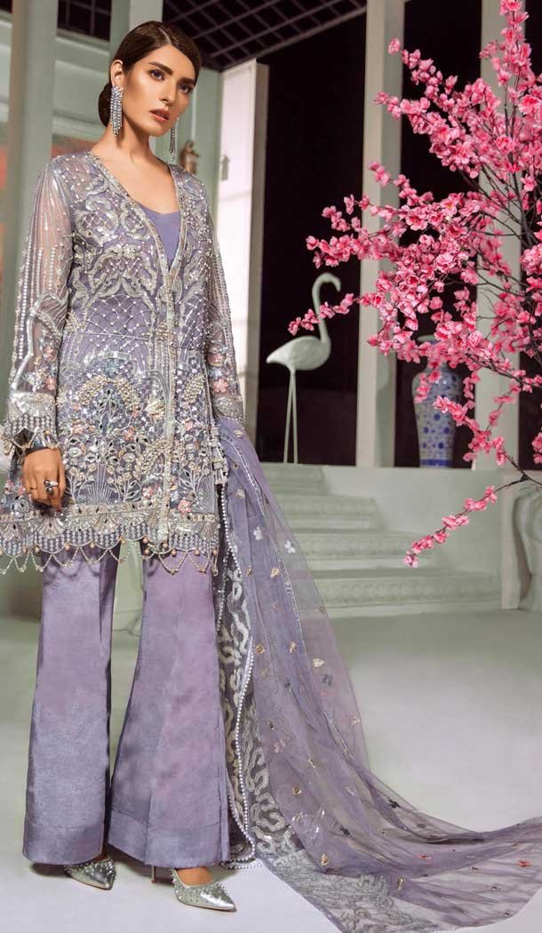Light Purple Color Butter Fly Net Party Wear Pakistani Designer Salwar Kameez -799797645