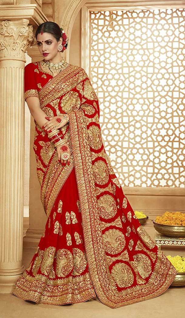 red wedding saree with embroidery blouse online -77827625 red wedding saree with embroidery blouse online -77827625