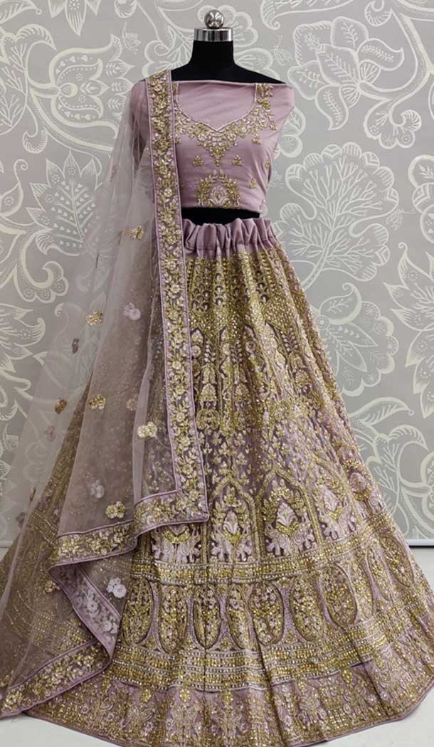 Ravishing Purple Color Net Designer Traditional Wedding Wear Lehenga Choli -pf76676348
