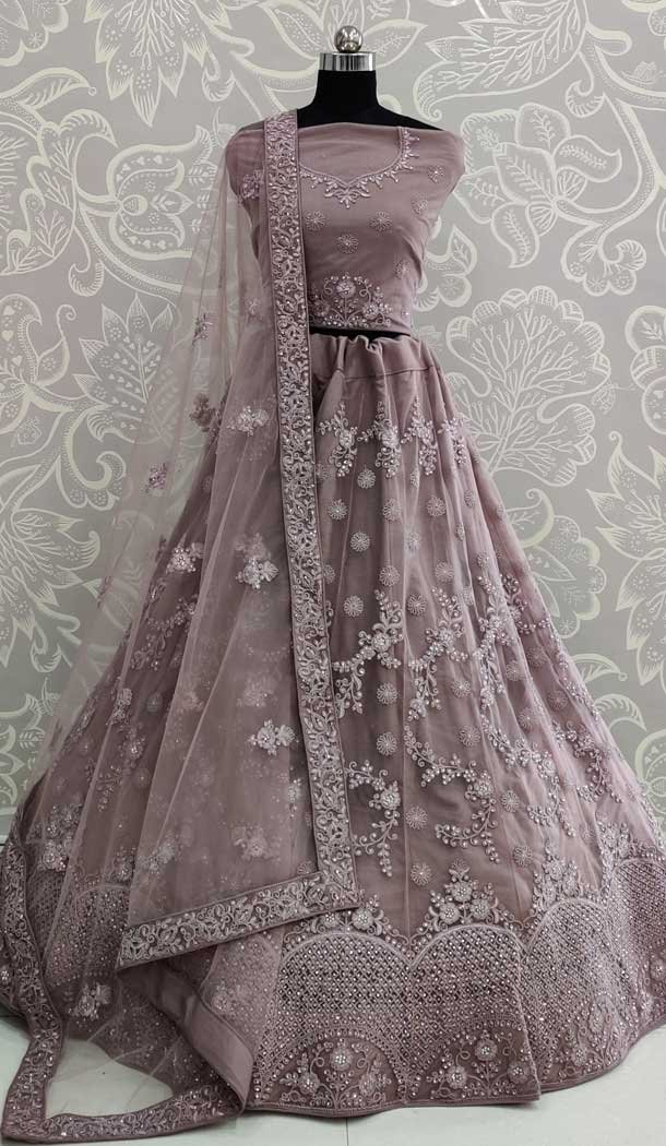 Mauve Color Net Resham Designer Wedding Sangeet Wear Lehenga Choli -pf78077829