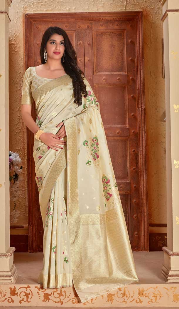 Beige Color Banarasi Soft Silk Designer Designer Traditional Wear Saree -810898872
