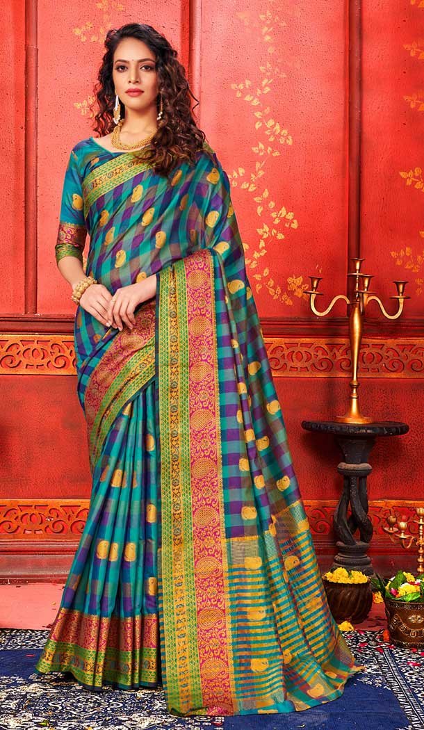 Blue Color Art Silk Casual Office Wear Saree Blouse -811298932