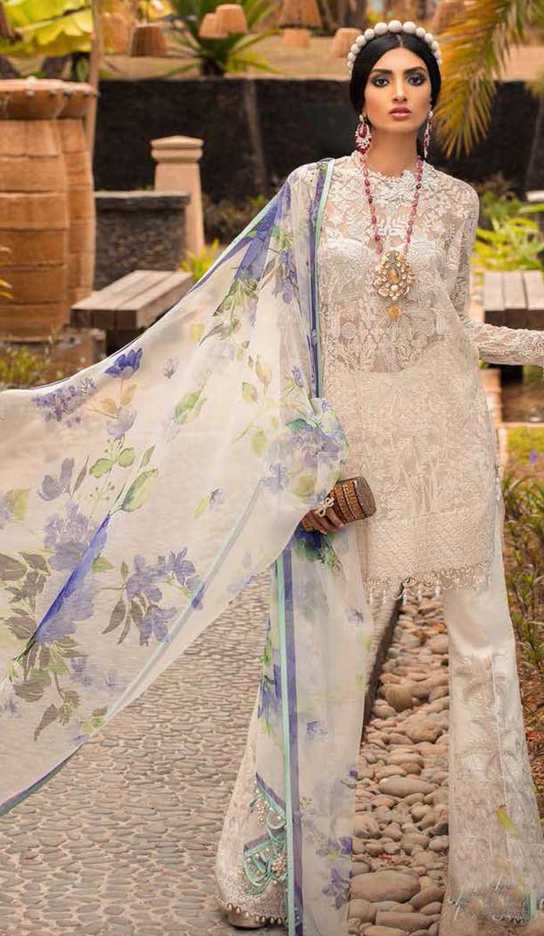 Off White Color Butter Fly Net Designer Pakistani Style Salwar Kameez -811498942