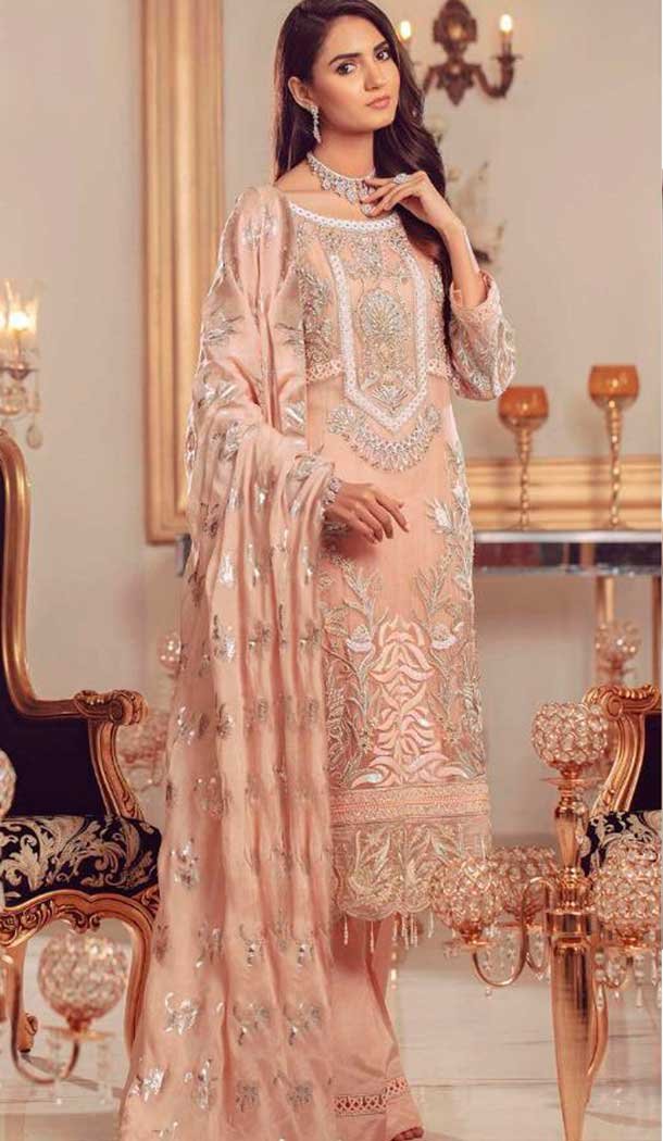 Cream Color Georgette Designer Pakistani Style Salwar Kameez -811498944