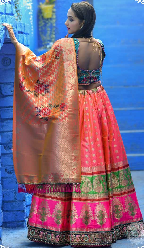 Gajri Color Banarasi silk Designer Traditional Wear Lehenga Choli -814999232