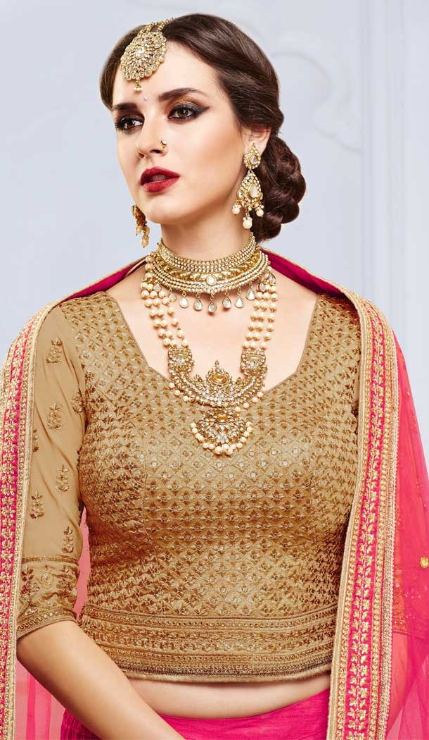 Pink Color Paris Silk Heavy Wedding Wear Bridal Lehenga Choli -816199370