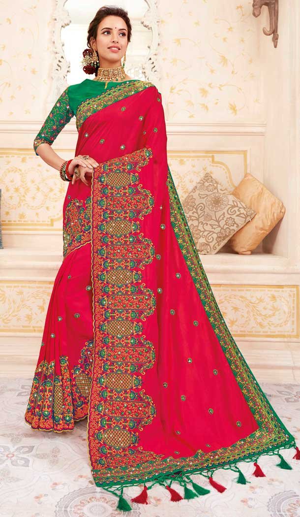 Pink Color Chanderi Silk Heavy Designer Traditional Wear Saree -8242100111