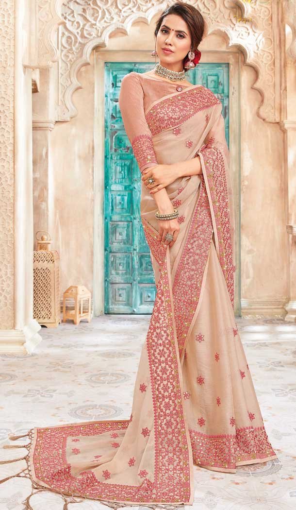 Chiku Color Chanderi Silk Heavy Designer Traditional Wear Saree -8242100117