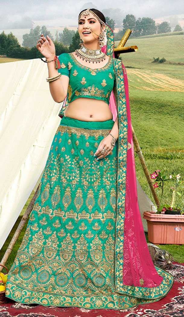 Sea Green Color Banglori Silk Traditional Wear Women Lehenga Choli -8249100171