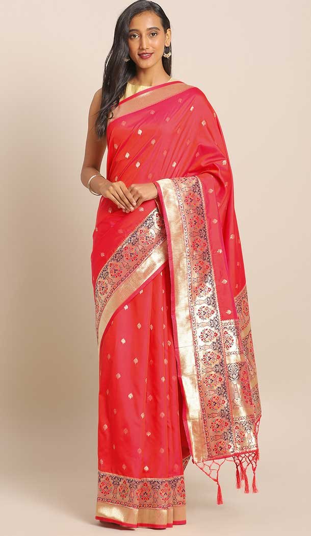 Red Color Banarasi Silk Designer Wedding Wear Saree Blouse -8282100459