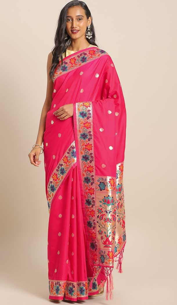 Pink Color Banarasi Silk Designer Wedding Wear Saree Blouse -8282100470