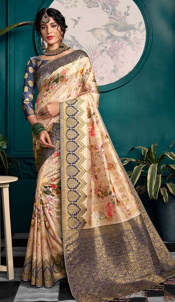 Multi Color Silk Digital Printed Party Wear Festive Wear Saree -8354101157