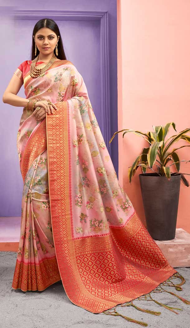 Multi Color Silk Digital Printed Party Wear Festive Wear Saree -8354101162
