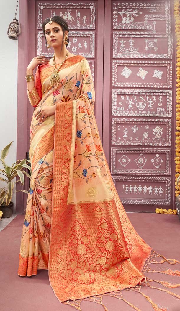 Multi Color Silk Digital Printed Party Wear Festive Wear Saree -8354101173