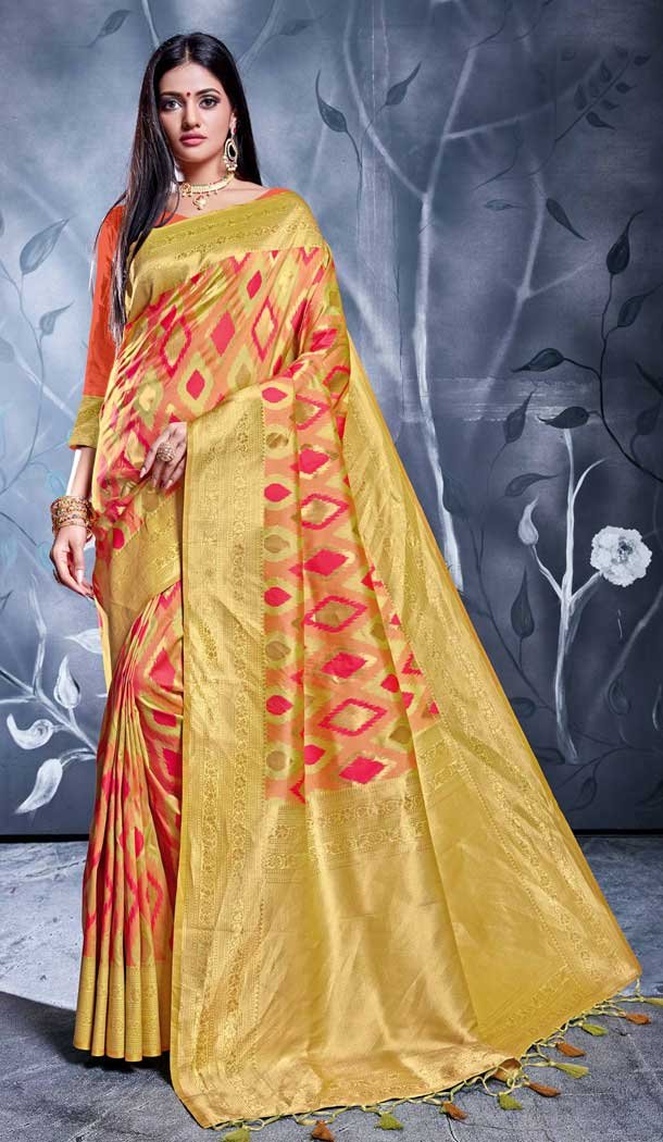 Peach Color Rich Banarasi Silk Traditional Wear Women Saree -8392101439