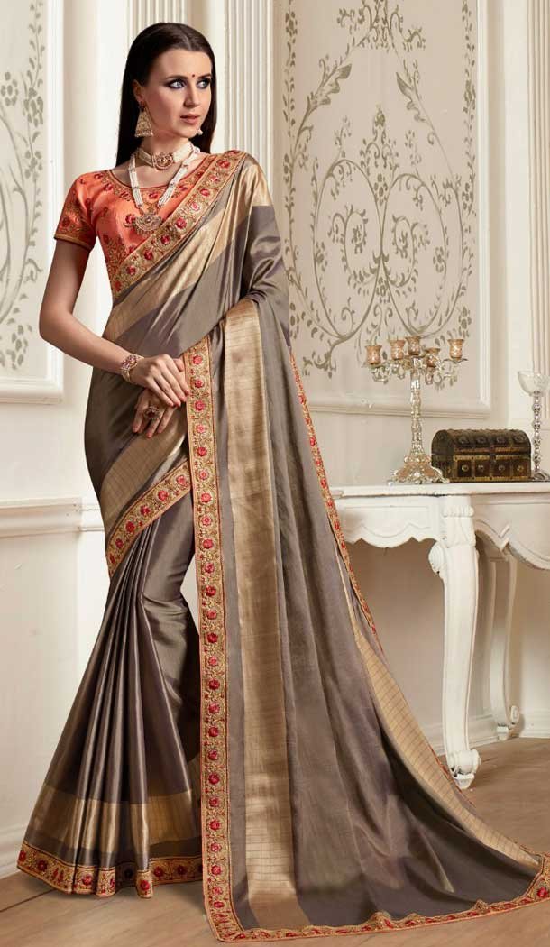 Beige Color Georgette Designer Party Wear Saree -8523102822