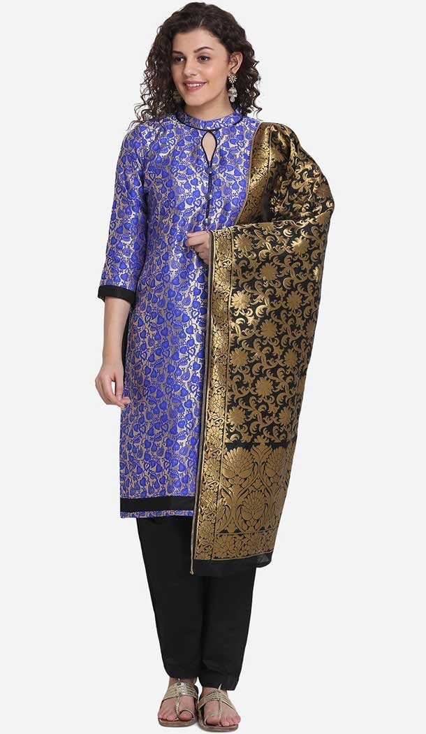 Blue Color Jacquard Casual Wear Salwar Kameez -8579103334