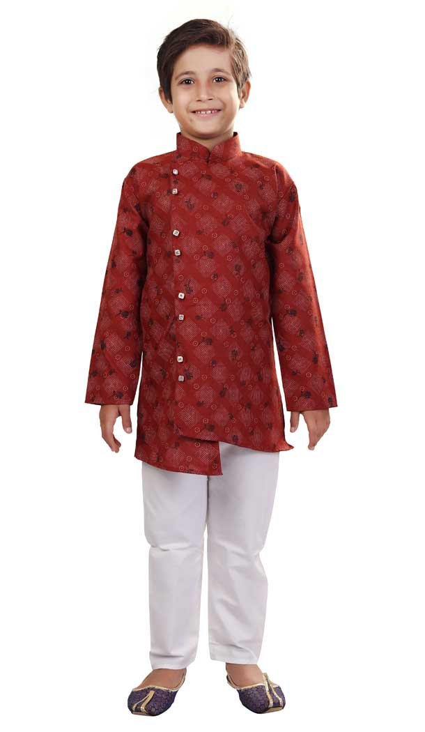 Maroon Color Cotton Readymade Designer Kids Boy Kurta Pajama -8571103261