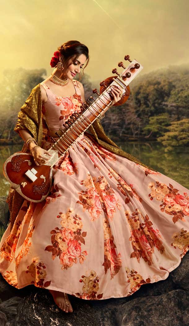 Tantalizing Peach Color Pure Organza Traditional Sangeet Wear Lehenga Choli -8747104727
