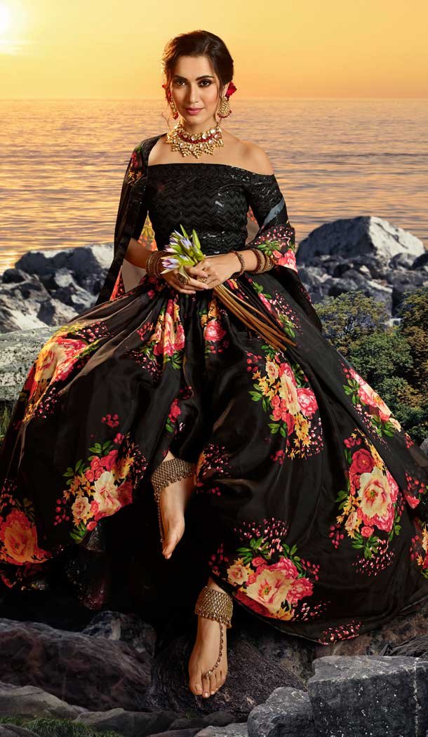 Black Color Pure Organza Traditional Sangeet Wear Lehenga Choli -8747104729