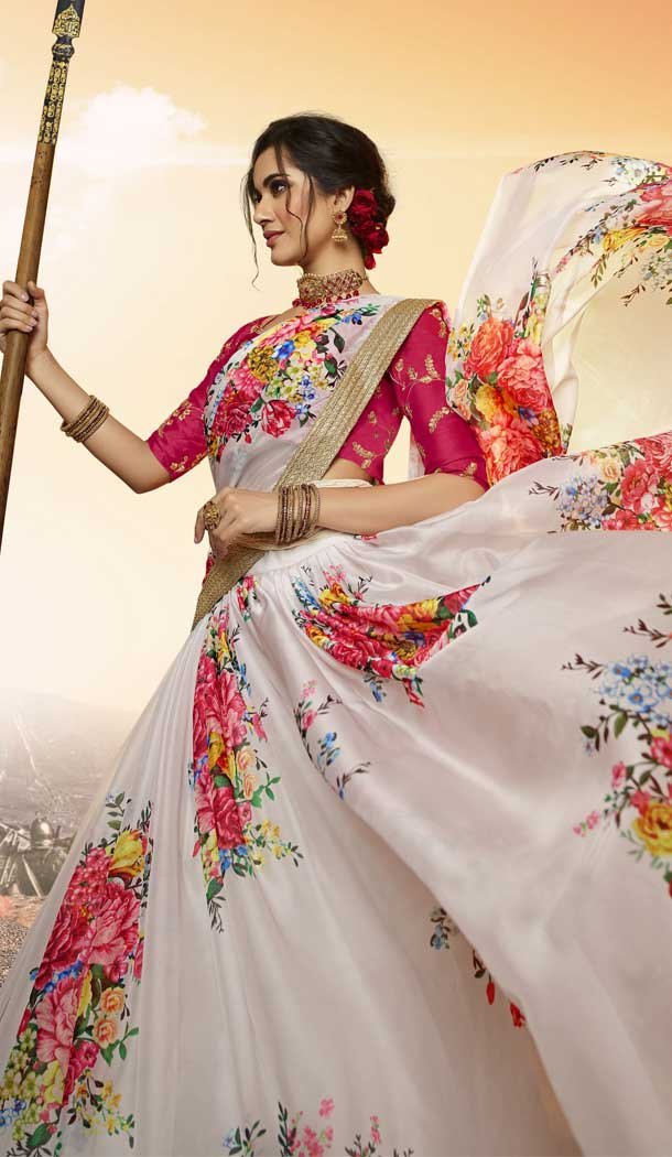 White Color Pure Organza Traditional Sangeet Wear Lehenga Choli -8747104730