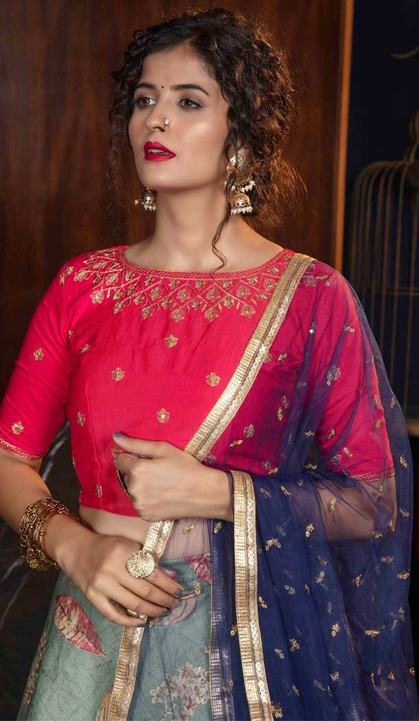 Teal Green Color Rayon Designer Fancy Party Wear Ladies Lehenga Choli -8779105016
