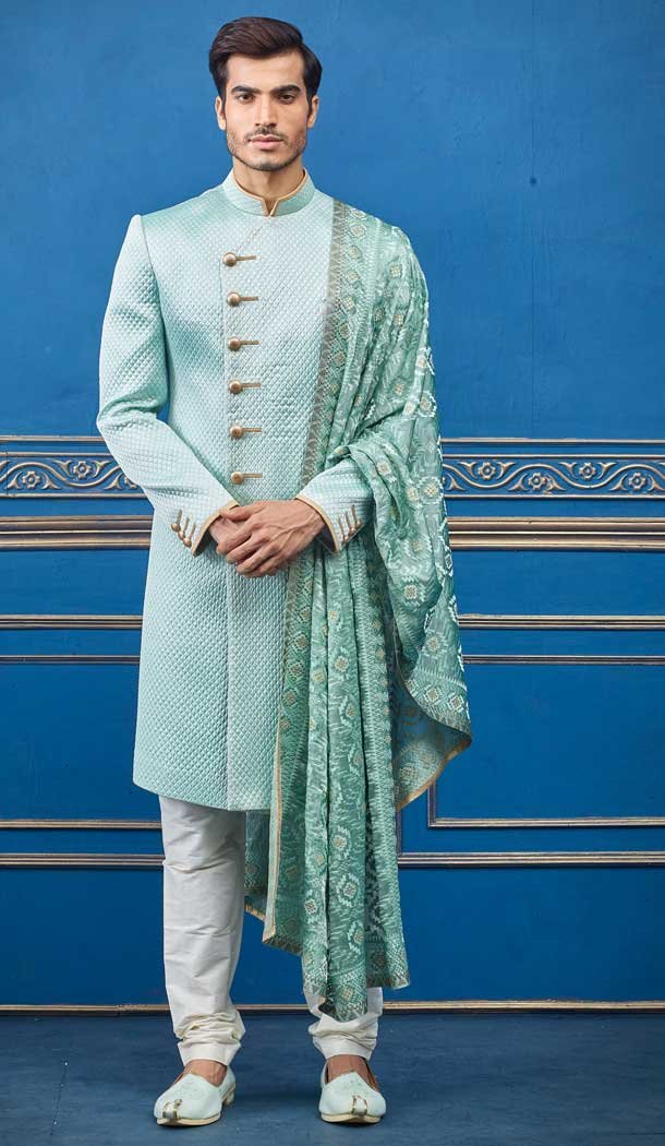 Designer Green  Men Kurta Sherwani New Arrivals Eid Indian Wedding Clothing 