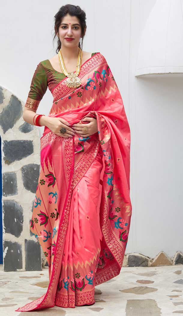 Peach Color Soft Silk Designer Classic Party Wear Saree Blouse -8727104586