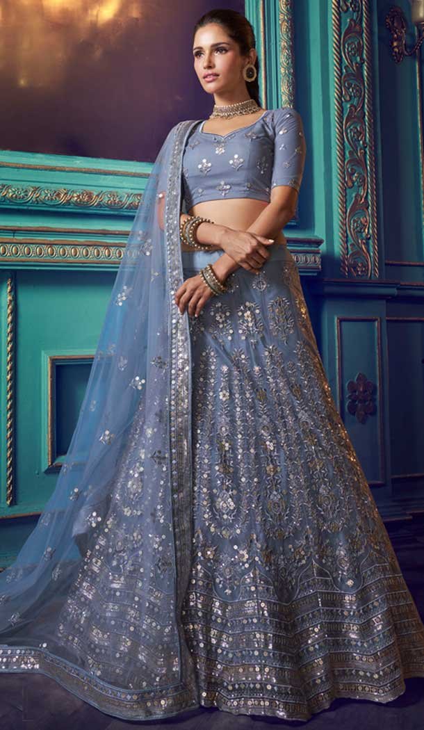 Majesty Blue Color Soft Net Heavy Designer Party Wear Lehenga Choli -8898106129