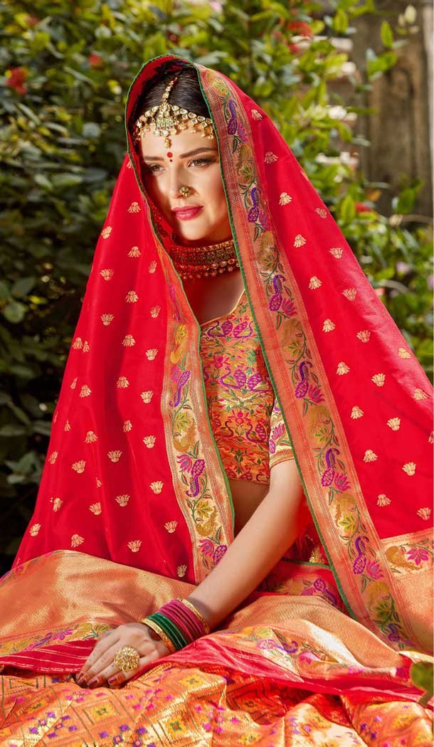 Charming Multi Color Banarasi Silk Designer Wedding Wear Lehenga Choli -8977106862
