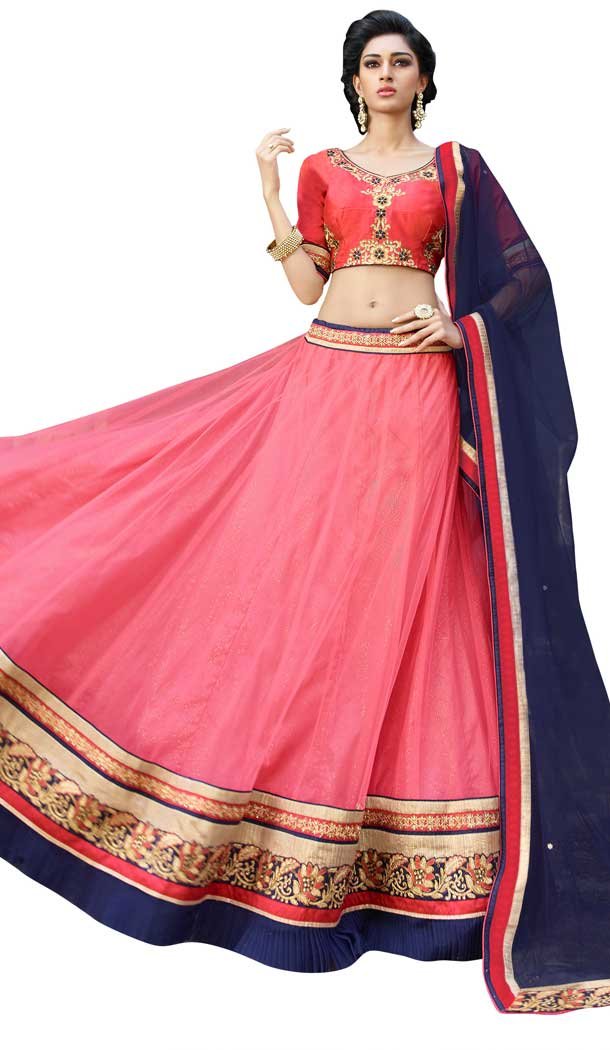 Vivacious Pink Color Net Heavy Designer Party Wear Lehenga Choli -9212109226