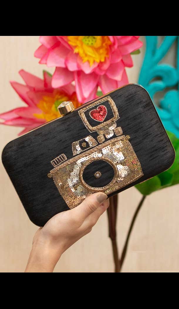 Fancy Designer Party Wear Raw Silk Clutches -9360110595