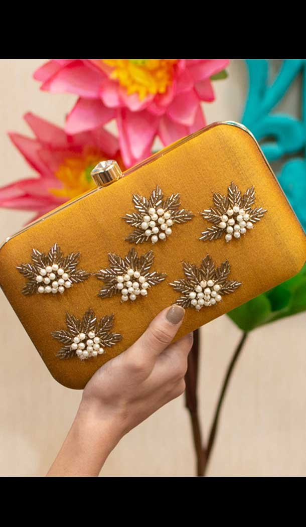 Fancy Designer Party Wear Raw Silk Clutches -9360110603