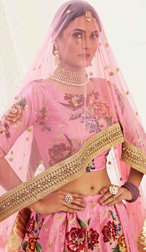 Pink Color Banglori Satin Designer Traditional Wear Fancy Lehenga Choli -9369110727