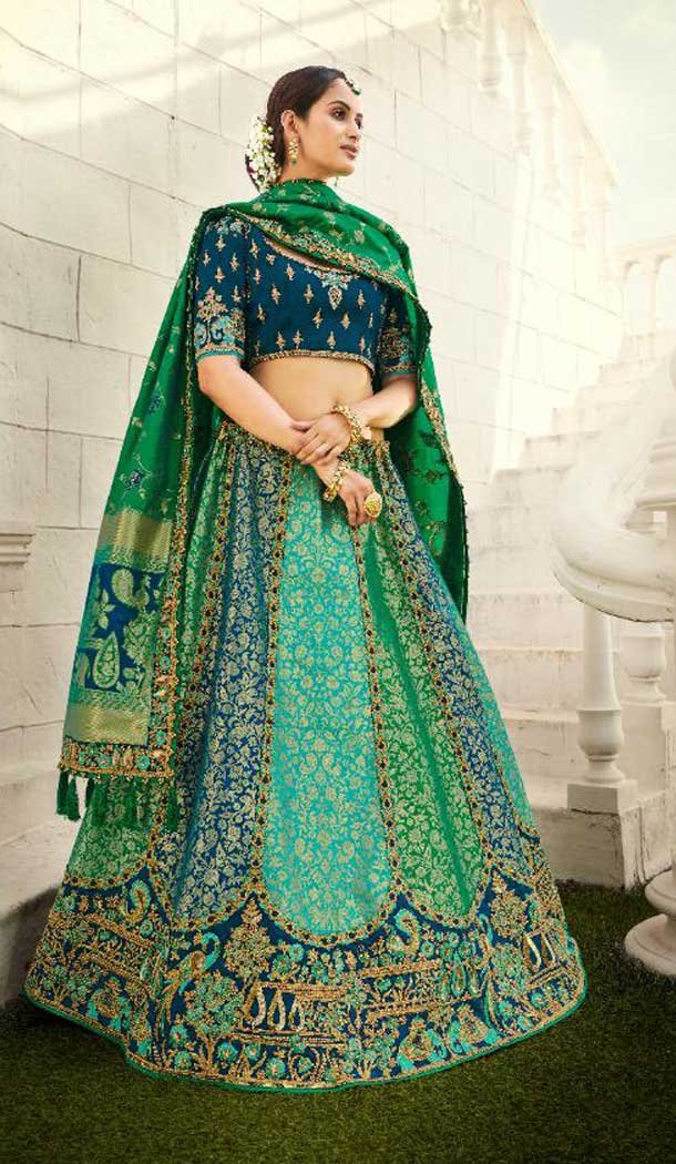 Multi Color Silk Designer Traditional Bridal Wedding Wear Lehenga Choli -9371110737
