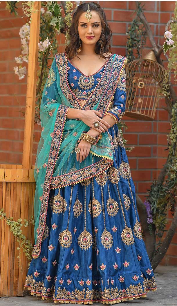 Alluring Blue Color Chenni Adda Silk Designer Party Wear Lehenga Choli -9379110800