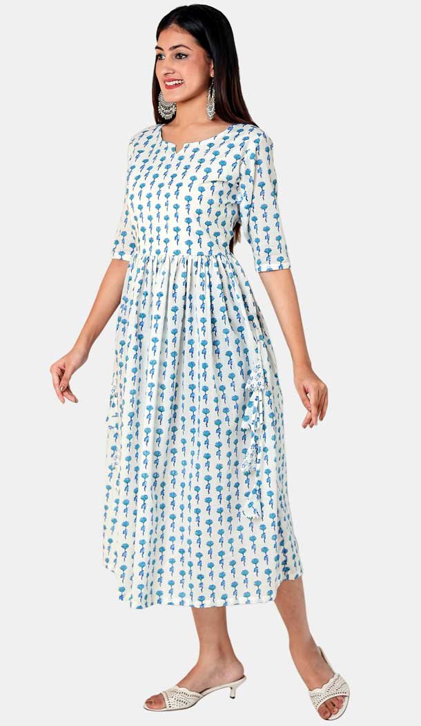 Charming White Color Cotton Latest Designer Party Wear Readymade Tunic Top -9414111060