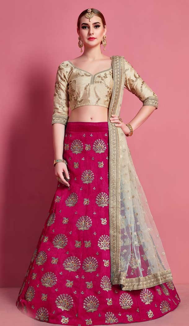 Rani Pink Color Art Silk Heavy Embroidered Work Designer Lehenga Choli -9462111470