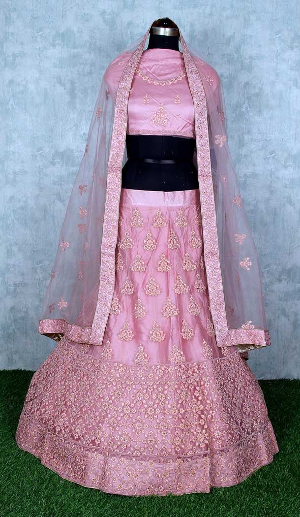 Pink Color Net Heavy Designer Wedding Mehendi Wear Lehenga Choli -9553112289