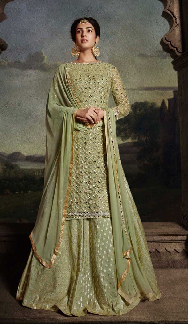 Sea Green Color Net Designer Heavy Pakistani Style Aanarkali Salwar Suit -9560112338